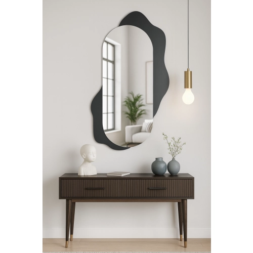 Dekoracyjne lustro owalne na czarnej plamie - KLEKS